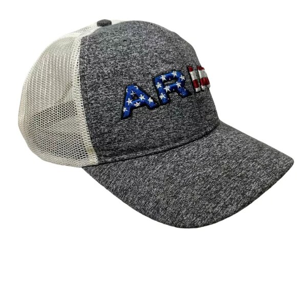 Ariat Other - Ariat Mens Adjustable Snapback Mesh Cap Hat Grey Red White Blue One Size